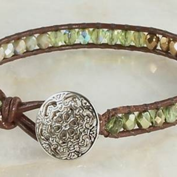 Czech Crystal Bracelets with Leather and Silver - Picture 3 of 3